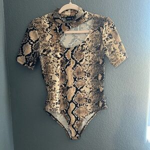 Day Reptile Pattern Bodysuit - Brown and Black